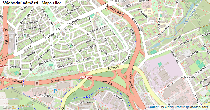 Východní náměstí - mapa ulice