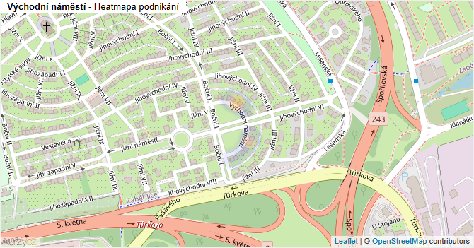 Východní náměstí - mapa podnikání