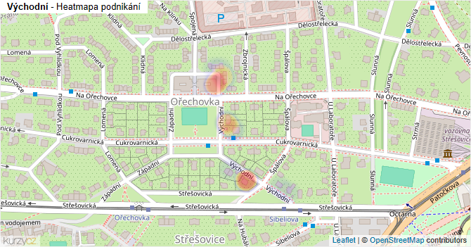 Východní - mapa podnikání
