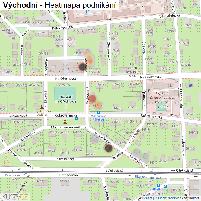 Mapa Východní - Firmy v ulici.