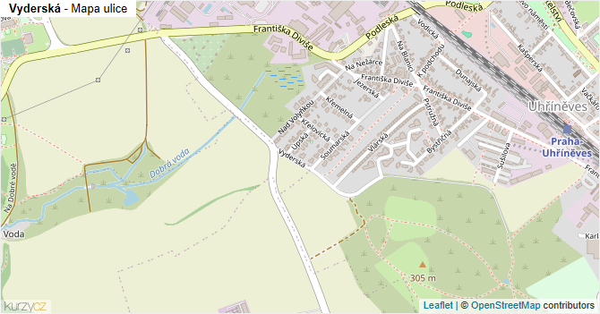 Vyderská - mapa ulice
