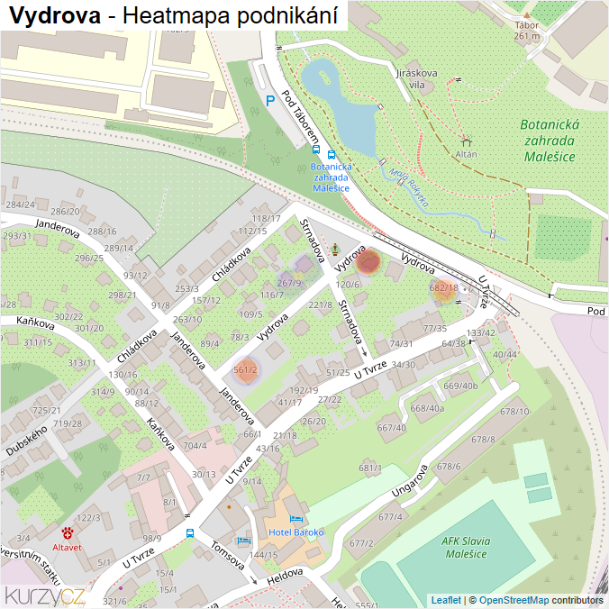 Mapa Vydrova - Firmy v ulici.