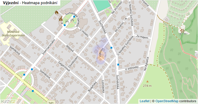 Výjezdní - mapa podnikání
