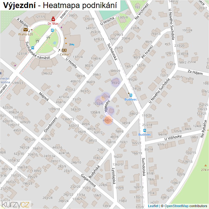 Mapa Výjezdní - Firmy v ulici.