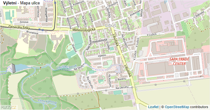 Výletní - mapa ulice