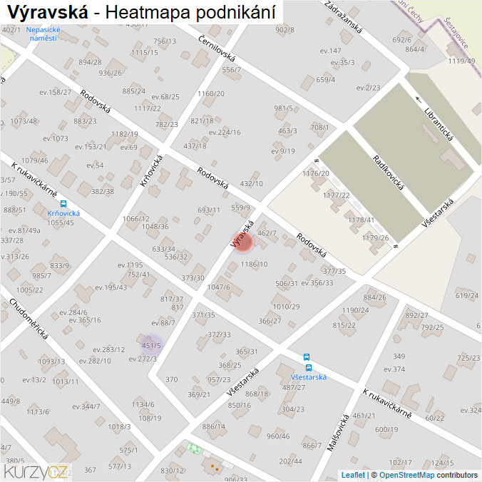 Mapa Výravská - Firmy v ulici.