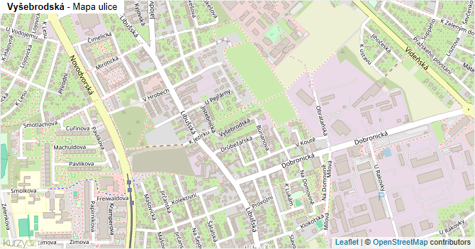Vyšebrodská - mapa ulice