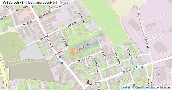 Vyšebrodská - mapa podnikání