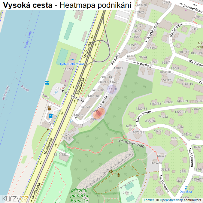 Mapa Vysoká cesta - Firmy v ulici.