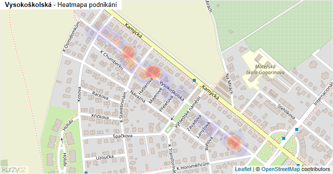 Vysokoškolská - mapa podnikání