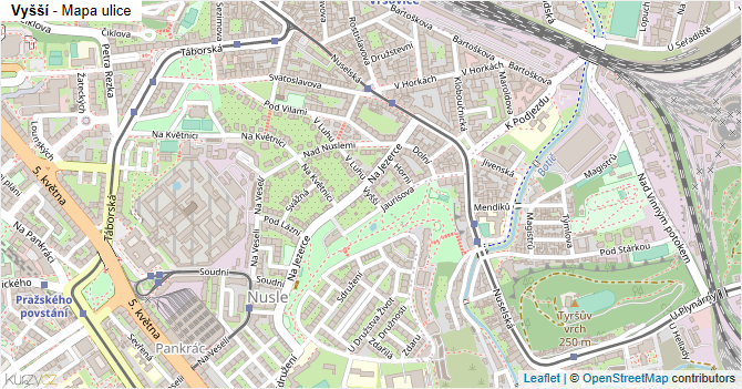 Vyšší - mapa ulice