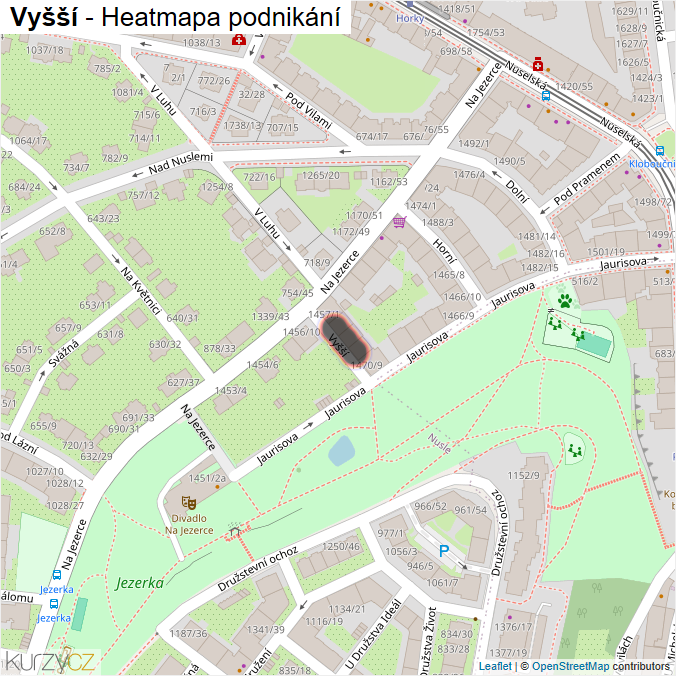 Mapa Vyšší - Firmy v ulici.