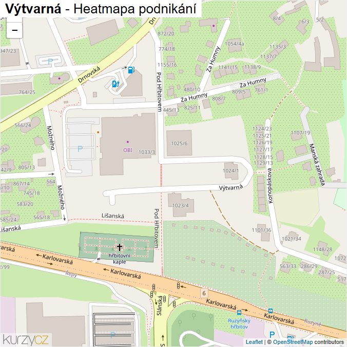 Mapa Výtvarná - Firmy v ulici.