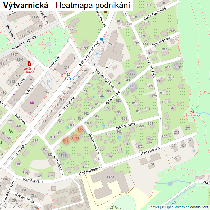 Mapa Výtvarnická - Firmy v ulici.