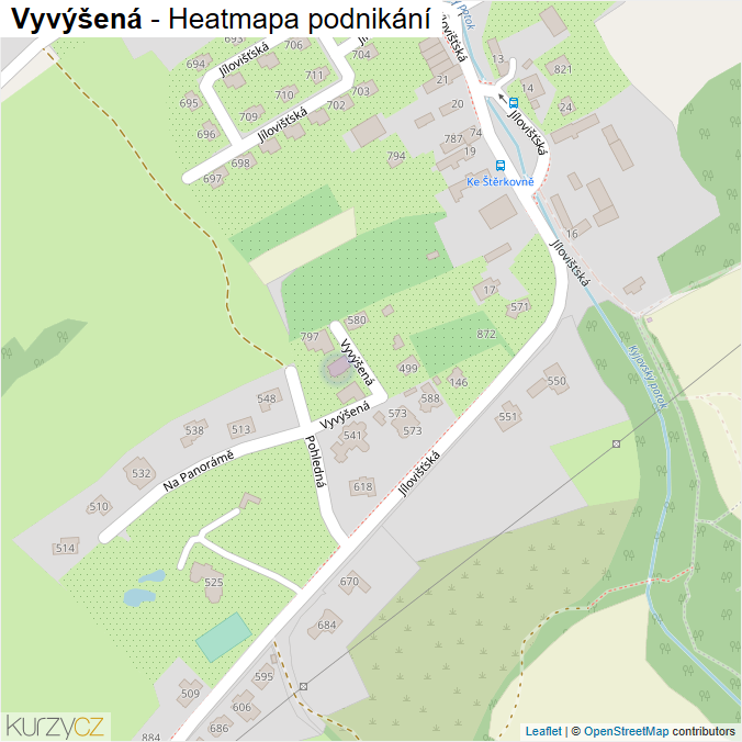 Mapa Vyvýšená - Firmy v ulici.