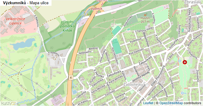 Výzkumníků - mapa ulice
