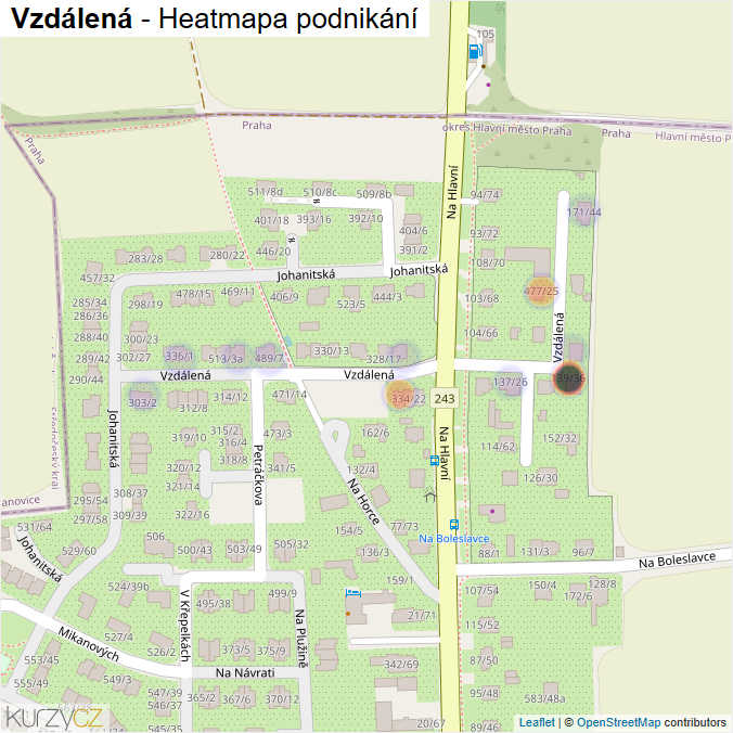 Mapa Vzdálená - Firmy v ulici.