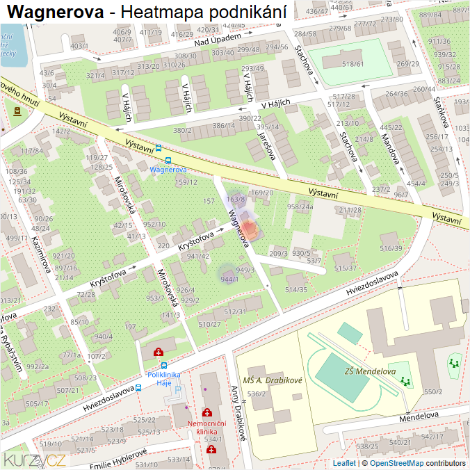 Mapa Wagnerova - Firmy v ulici.