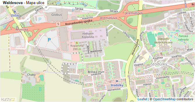 Waldesova - mapa ulice