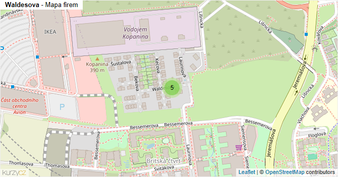 Waldesova - mapa firem
