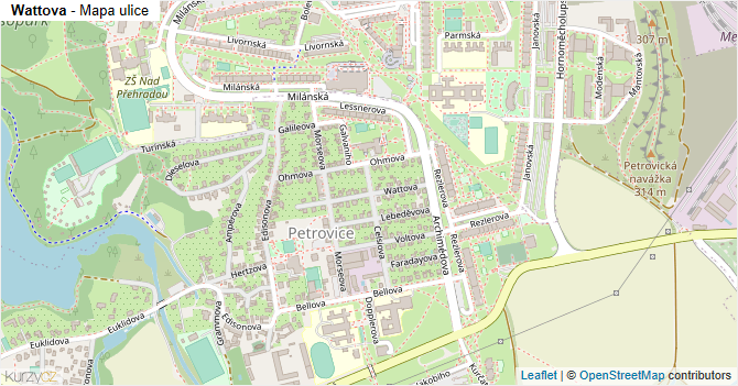 Wattova - mapa ulice
