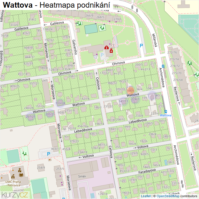 Mapa Wattova - Firmy v ulici.