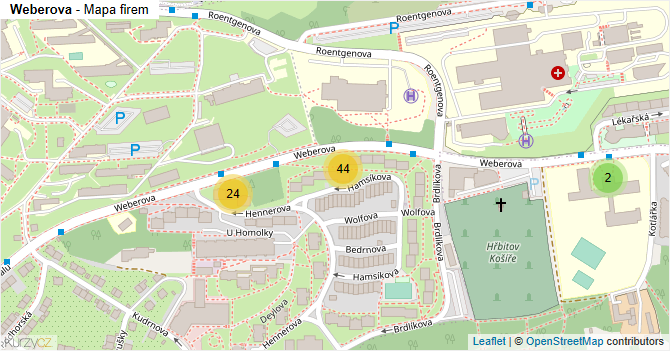 Weberova - mapa firem