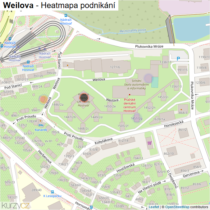 Mapa Weilova - Firmy v ulici.