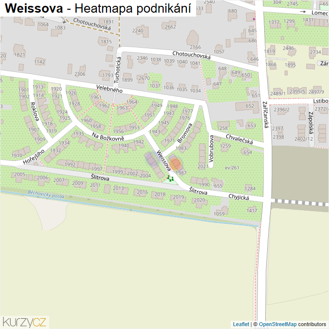 Mapa Weissova - Firmy v ulici.