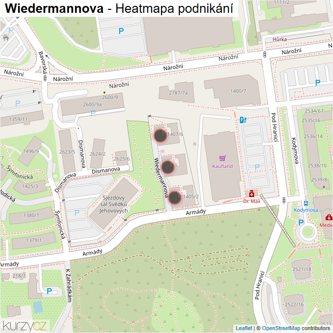 Mapa Wiedermannova - Firmy v ulici.