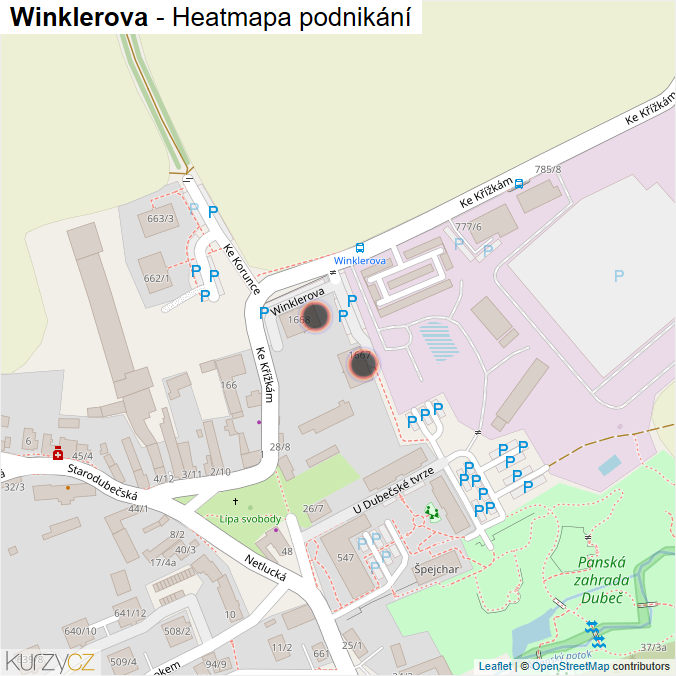 Mapa Winklerova - Firmy v ulici.