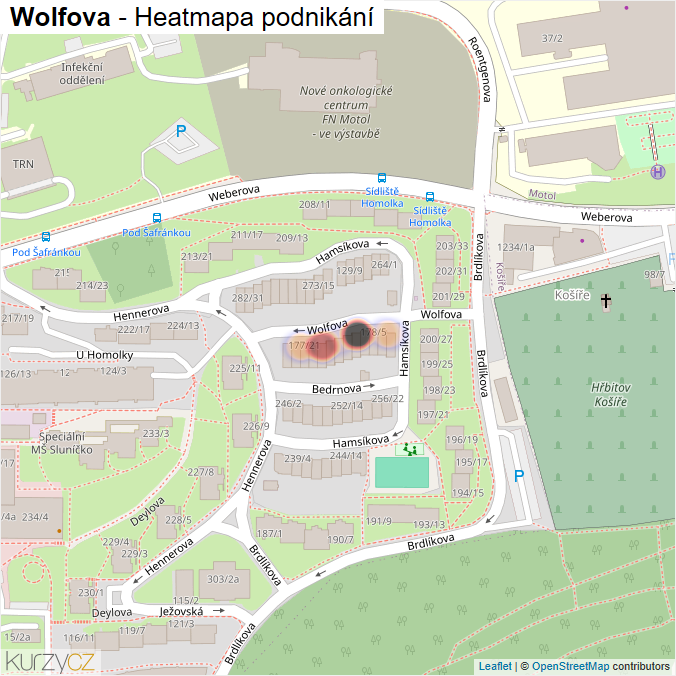 Mapa Wolfova - Firmy v ulici.