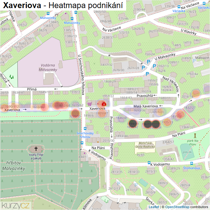 Mapa Xaveriova - Firmy v ulici.