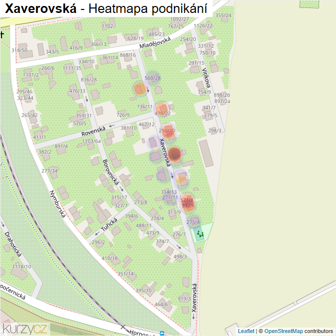 Mapa Xaverovská - Firmy v ulici.