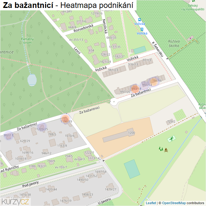 Mapa Za bažantnicí - Firmy v ulici.