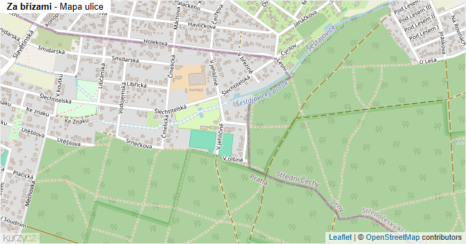 Za břízami - mapa ulice