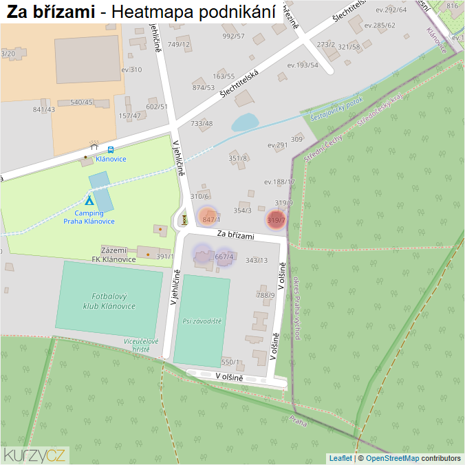 Mapa Za břízami - Firmy v ulici.