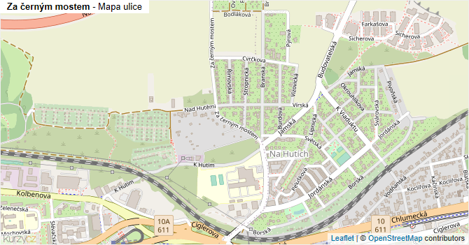 Za černým mostem - mapa ulice