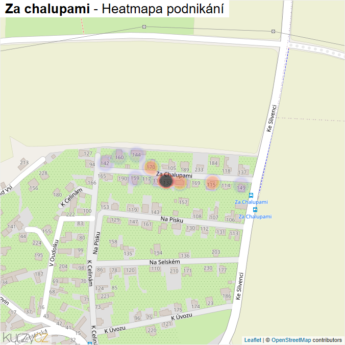 Mapa Za chalupami - Firmy v ulici.