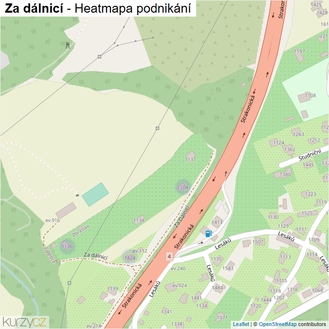 Mapa Za dálnicí - Firmy v ulici.