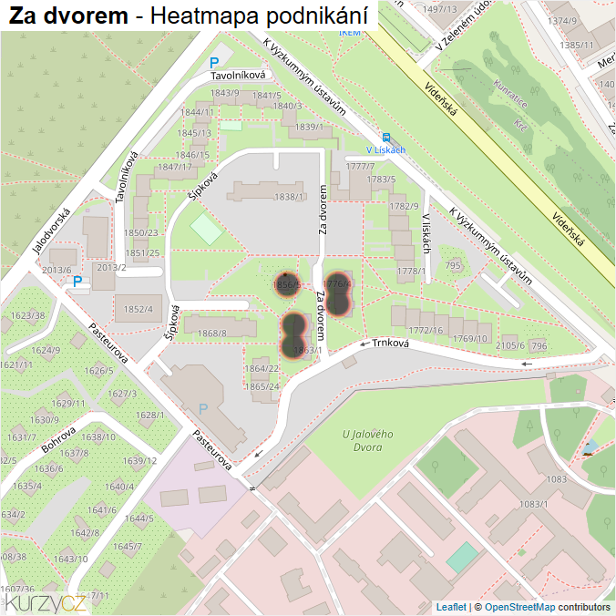 Mapa Za dvorem - Firmy v ulici.