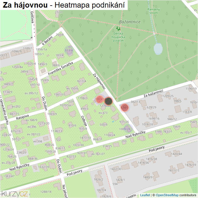 Mapa Za hájovnou - Firmy v ulici.