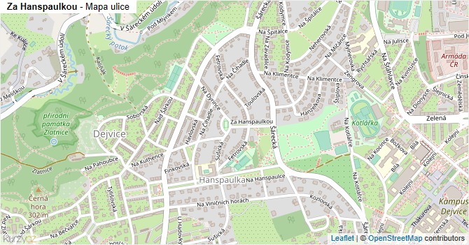 Za Hanspaulkou - mapa ulice