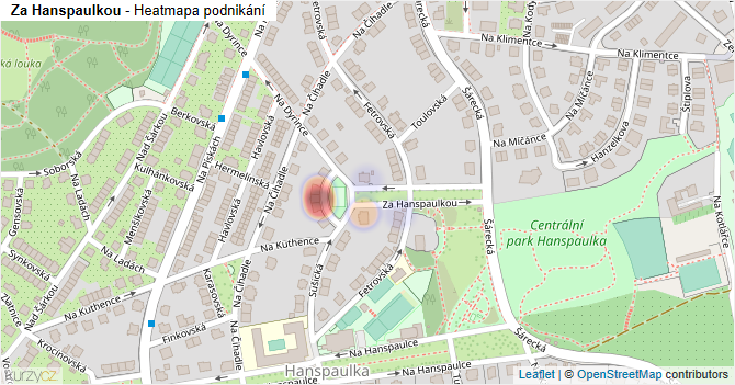 Za Hanspaulkou - mapa podnikání