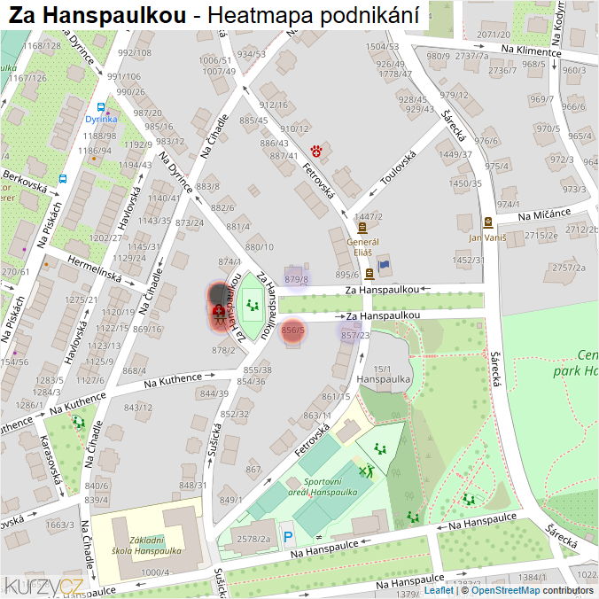 Mapa Za Hanspaulkou - Firmy v ulici.