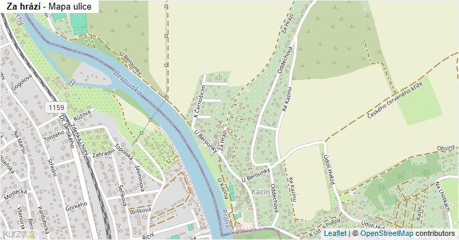 Za hrází - mapa ulice