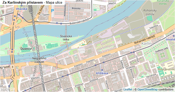 Za Karlínským přístavem - mapa ulice