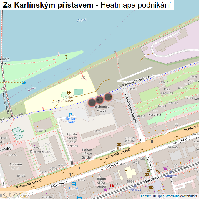 Mapa Za Karlínským přístavem - Firmy v ulici.