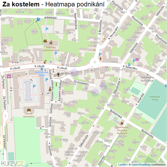 Mapa Za kostelem - Firmy v ulici.