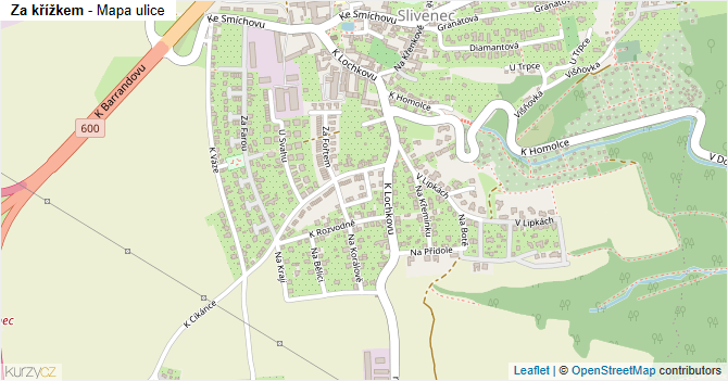 Za křížkem - mapa ulice